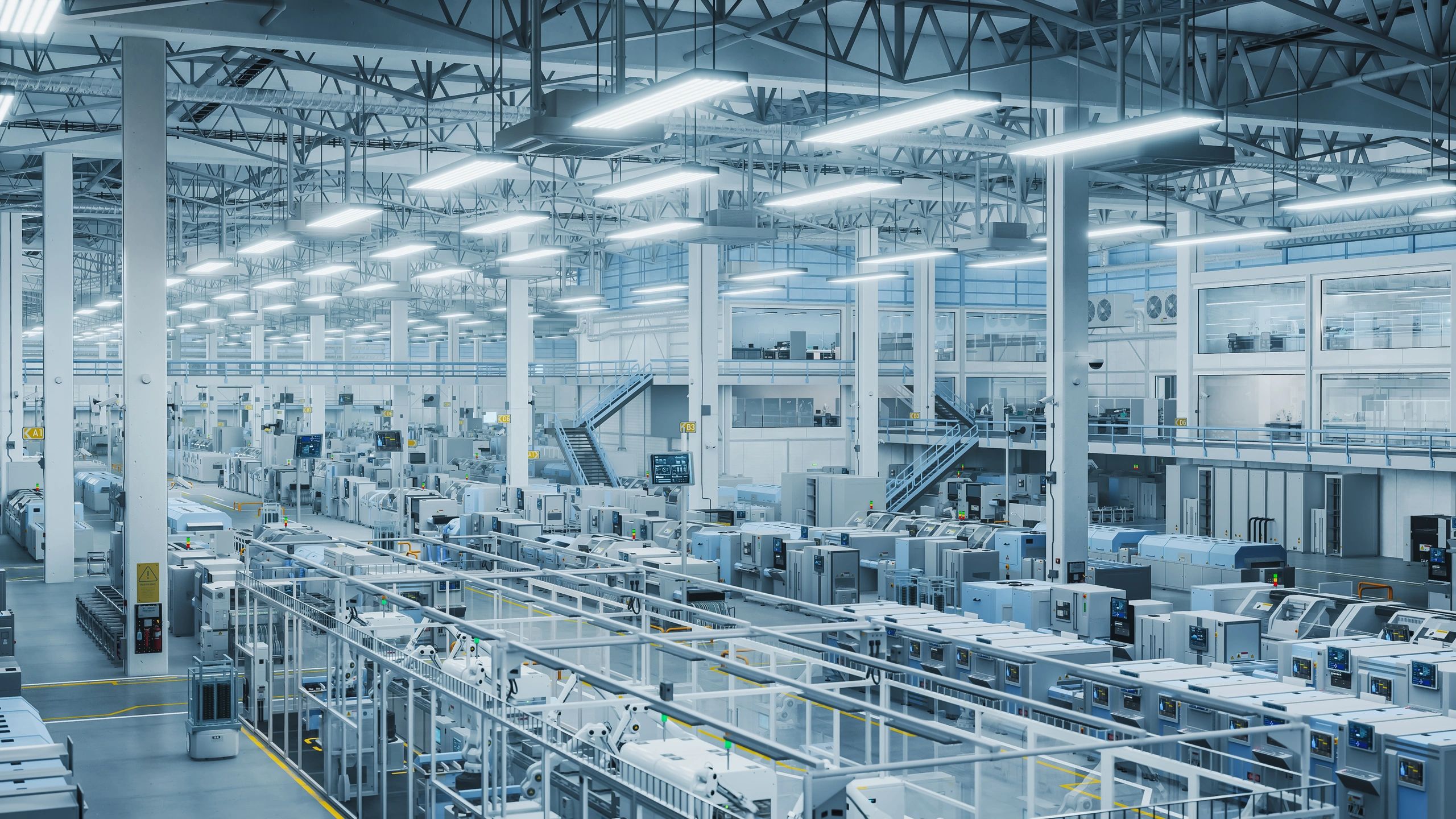 Automated manufacturing line representing connected factory operations