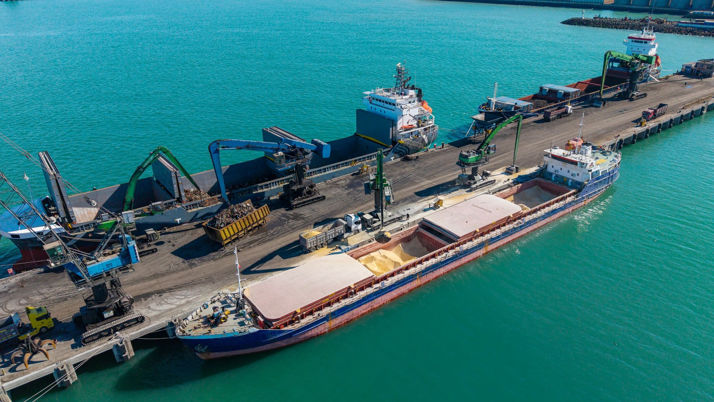 Industrial port logistics representing connected supply chain operations